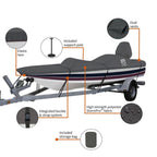 StormPro Charcoal Outboard Ski-Boat Cover Fits 19 ft. 6 in. - 20 ft. 6 in. L, Beam Width to 90 in. W (Model E5)