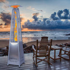 CoSoTower Outdoor Patio Pyramid Propane Space Heater-46,000 BTU Output Portable Flame Heater,W/Wheels,Stainless Steel Color