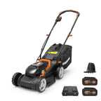 14" Cordless Lawn Mower, 2 in 1 Electric Mower Cuts Quietly, Compact &amp; Lightweight Push Lawn Mower with 6-Position Height Adjustment for Small Yards, 2 Batteries &amp; Charger Included, WG779