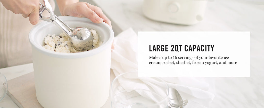 Ice Cream Maker, 2 Quart Double-Insulated Freezer Bowl, Sorbet & Frozen Yogurt, Ready in 20 Minutes, Mix-Ins Chute, Easy to Clean, Linen Cream