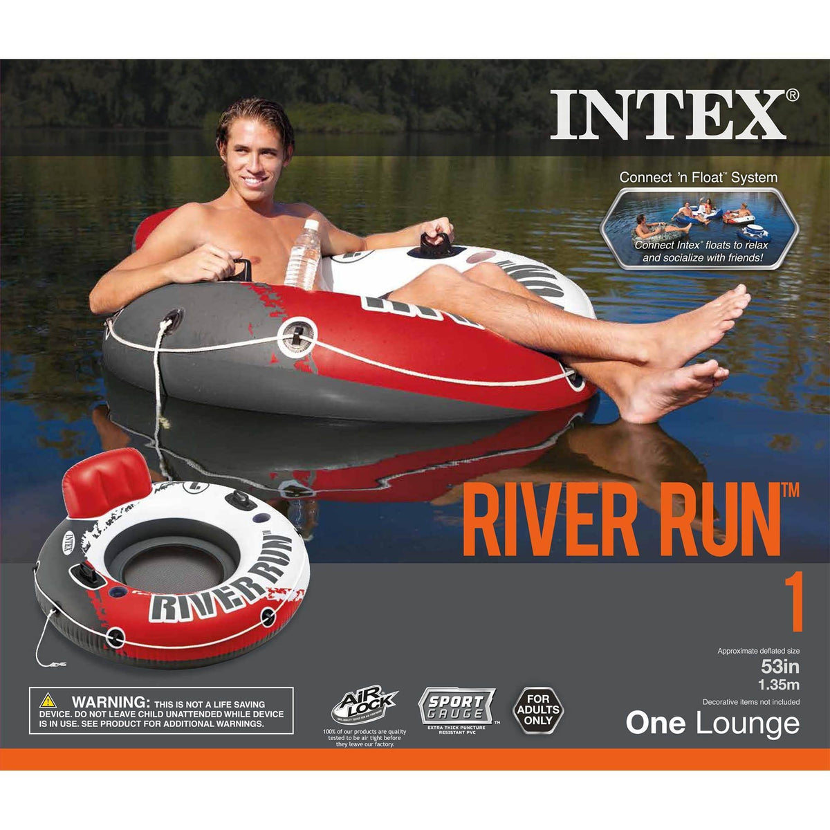 River Run 1 53" Inflatable Floating Tube Lake Pool Ocean Raft (7 Pack)