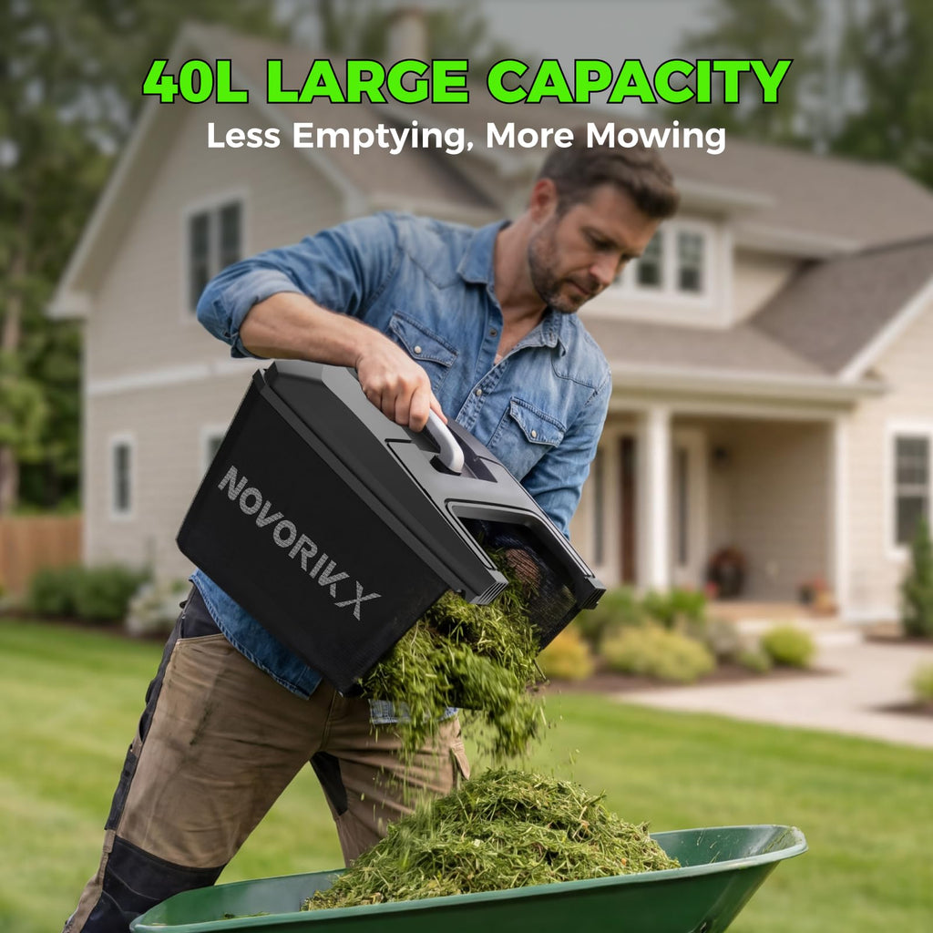40V 17-Inch Cordless Lawn Mower, Brushless Electric Lawn Mower with Dual 4.0Ah Batteries &amp; Charger, 6 Cutting Heights, 2-in-1 Mulching &amp; Bagging
