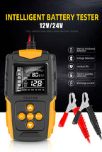 12V/24V Automotive Battery & Alternator Tester - Digital Analyzer for Cran& Charging Systems - Test Ran3Ah - 200Ah