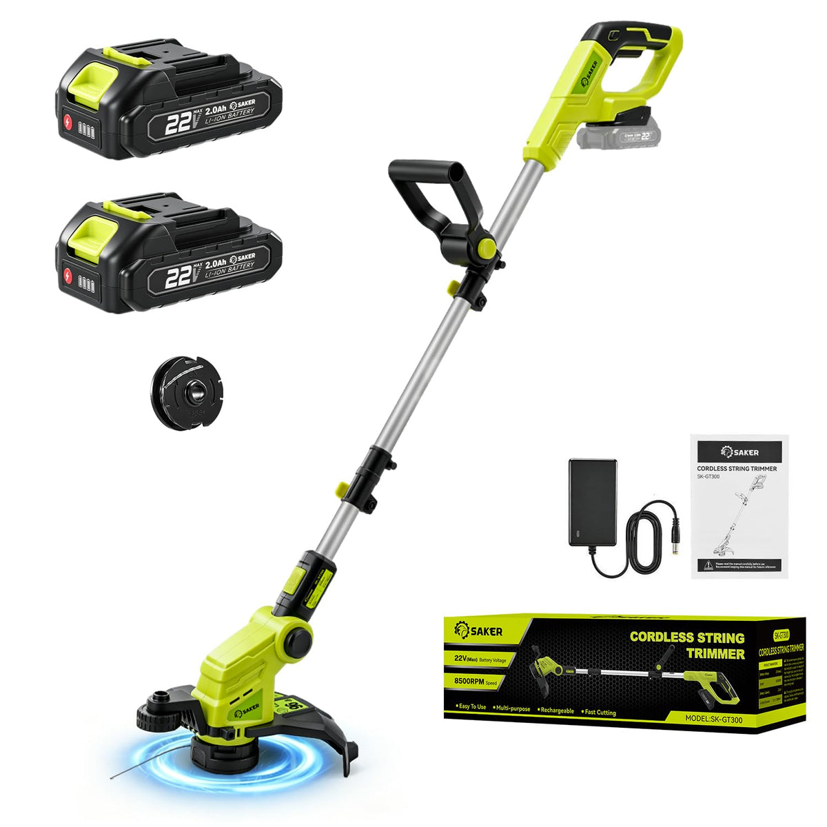 Cordless Weed Wacker,3-in-1 Weed Cutter with Auto Line Feed, 12-in Cordless Lawn Mower Grass Trimmer&amp;Edger Lawn&amp;Mower Tool with 2 Batteries for Yard, Garden,Wireless Weed Eater with 2 Lines
