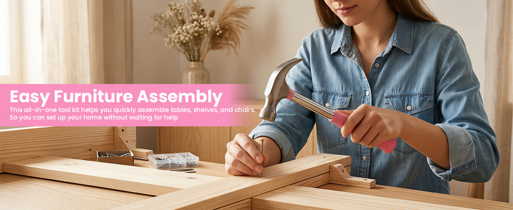 Pink Tool Set for Women 136-Piece Small Tool Kit for Home Repairs | Household Toolbox Storafor Girl, Portable Hand Tool Kit for Home, Car Repair, Perfect Gift for Ladies
