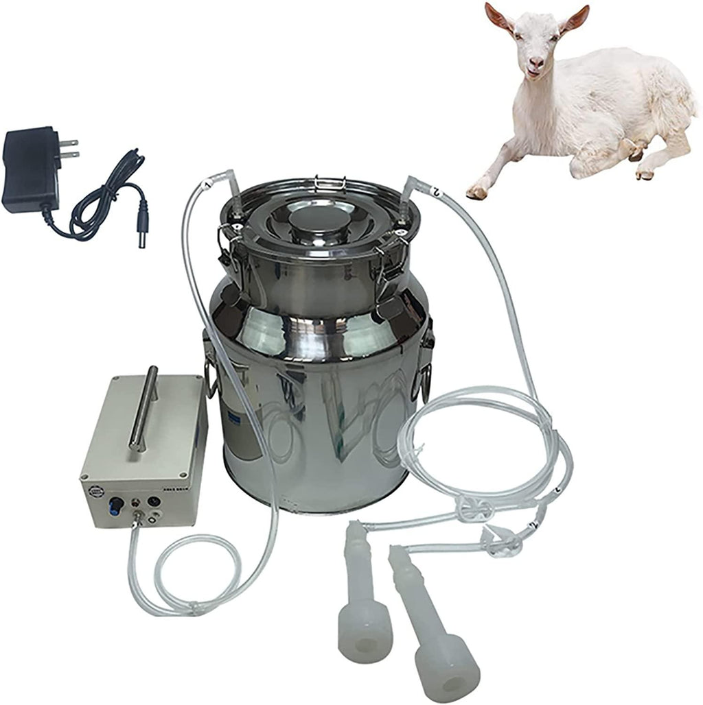 dishengzhen 7l sheep/goats milking machine, adjustable speed control, portable milker for goat, for livestock household farm stainless steel food grade bucket