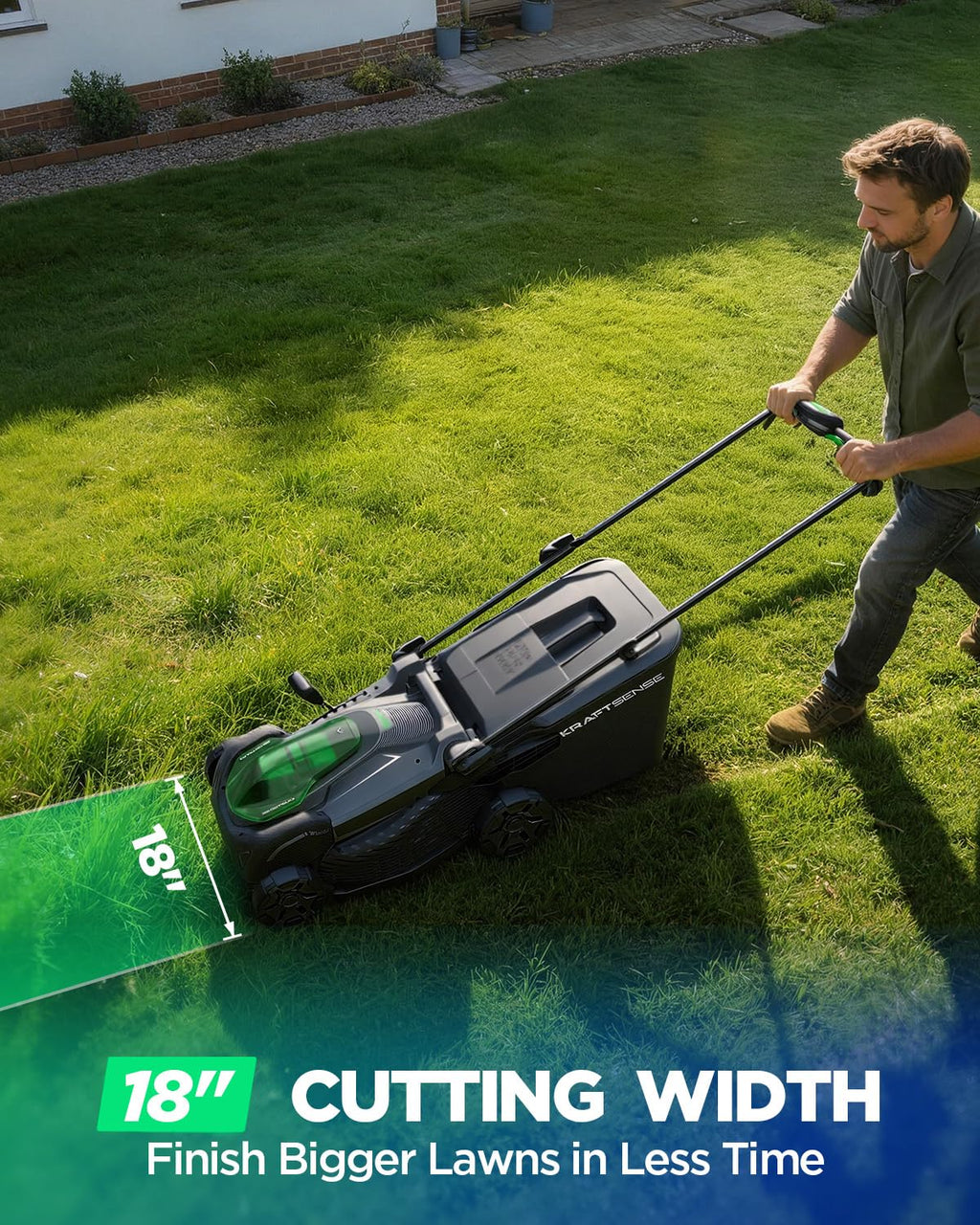 18" Electric Lawn Mower, 40V Cordless Lawn Mower with 2x8.0Ah Batteries &amp; Charger, Brushless Motor, 2-in-1 Mulching &amp; Bagging, 6-Position Height Adjustment, for Medium Yards