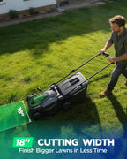 18" Electric Lawn Mower, 40V Cordless Lawn Mower with 2x8.0Ah Batteries &amp; Charger, Brushless Motor, 2-in-1 Mulching &amp; Bagging, 6-Position Height Adjustment, for Medium Yards