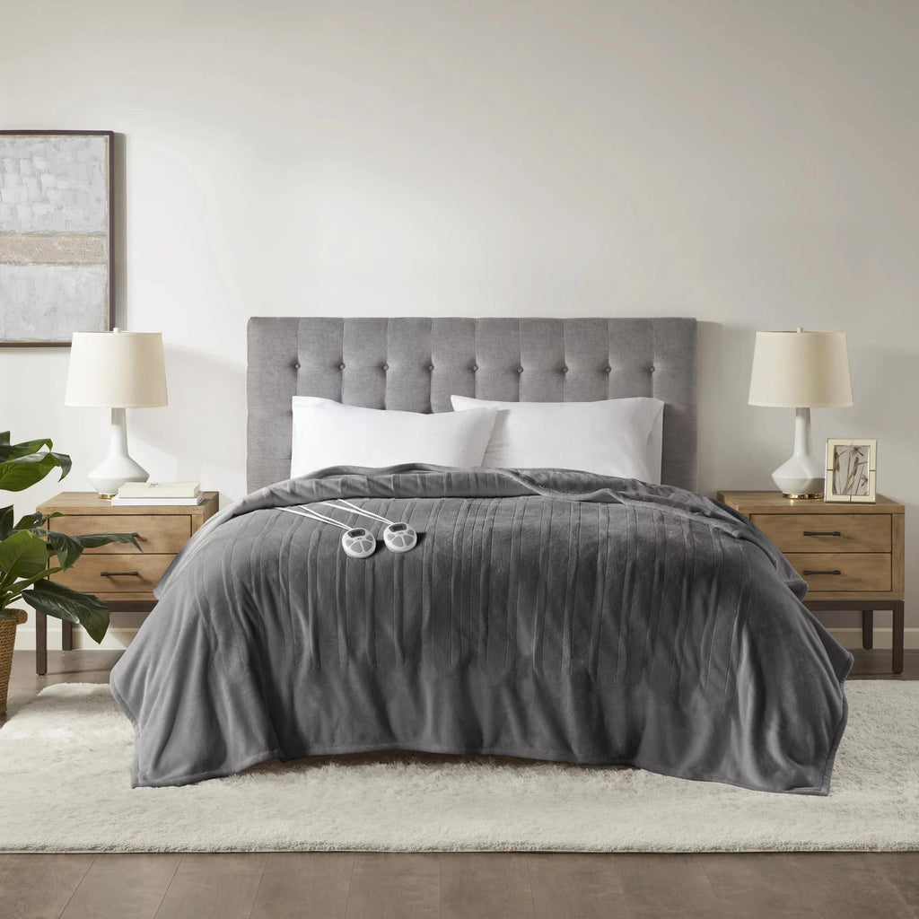 Serta Gray Polyester Cordless Electric Blanket, Queen