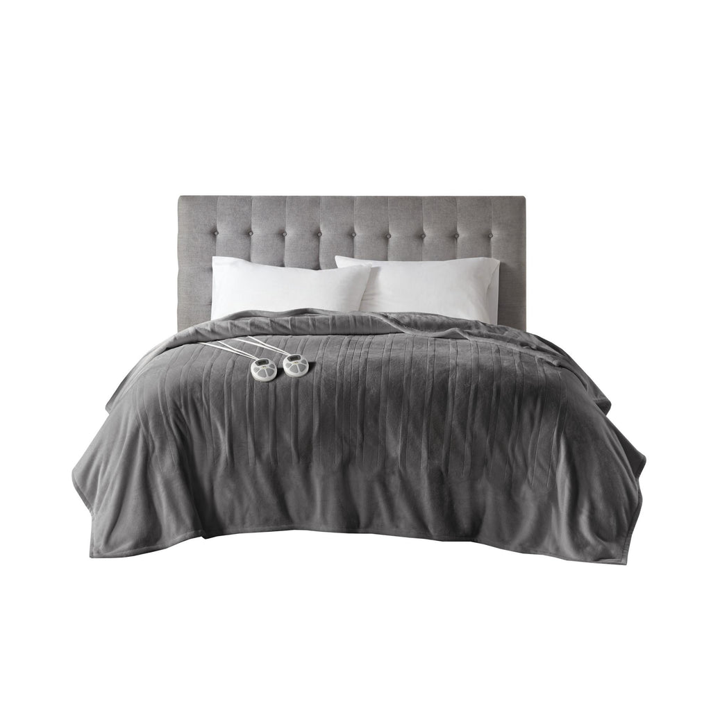 Serta Gray Polyester Cordless Electric Blanket, Queen
