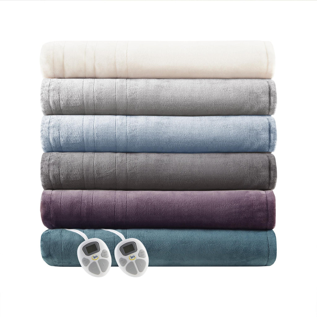 Serta Gray Polyester Cordless Electric Blanket, Queen