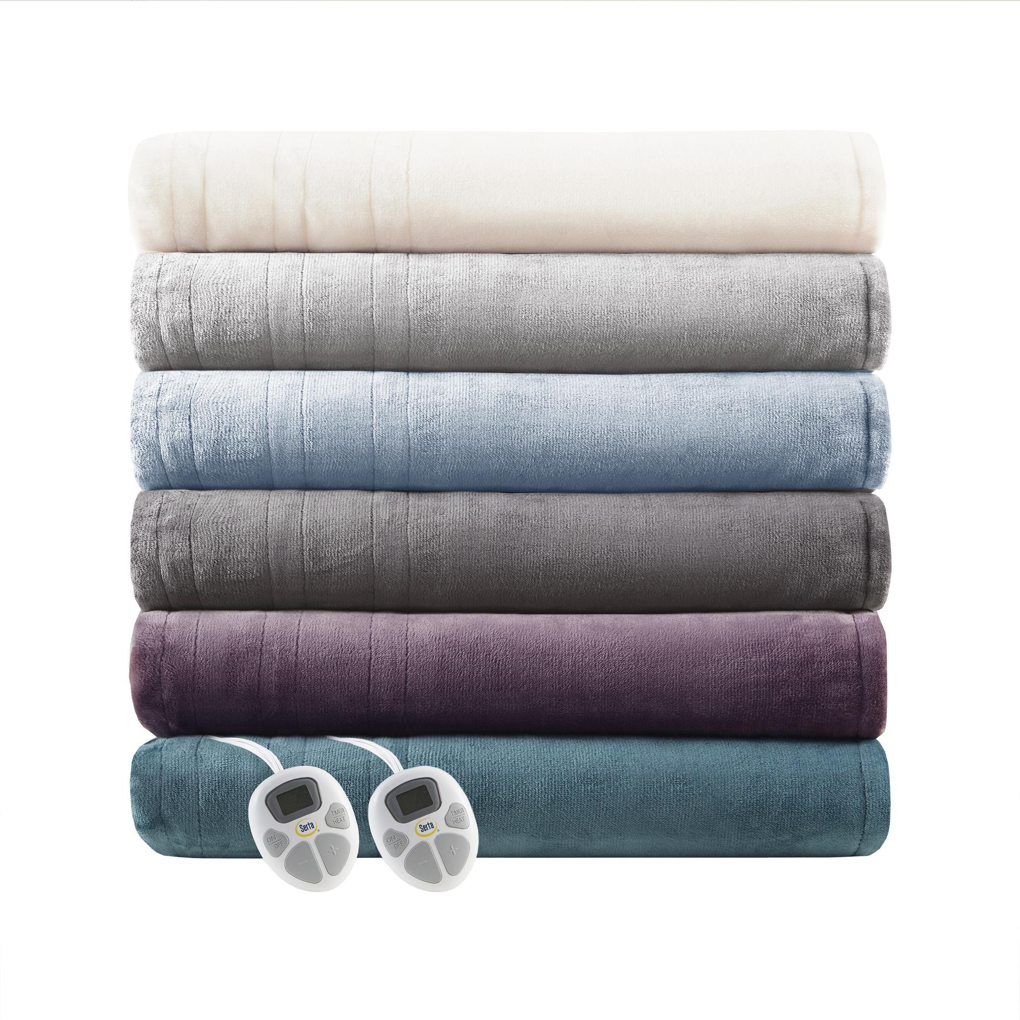 Serta Gray Polyester Cordless Electric Blanket, Queen