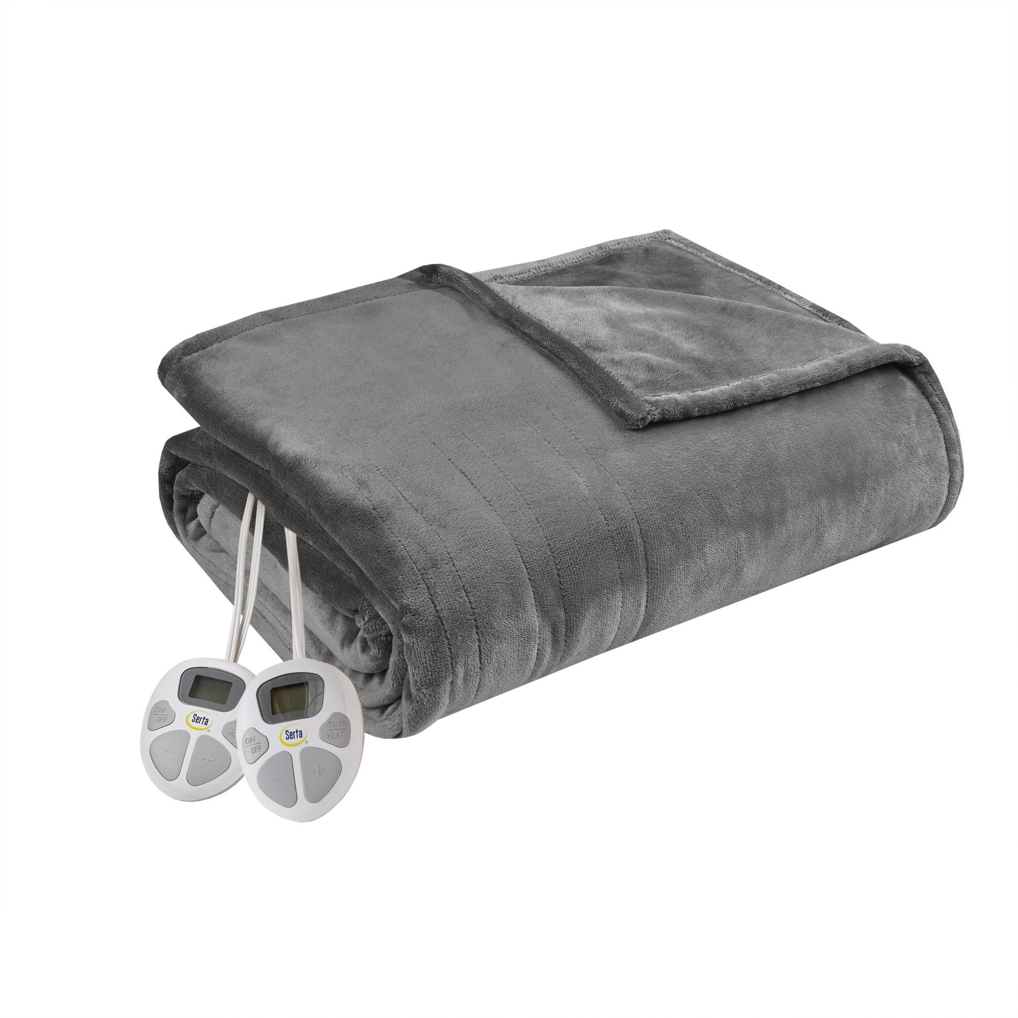 Serta Gray Polyester Cordless Electric Blanket, Queen