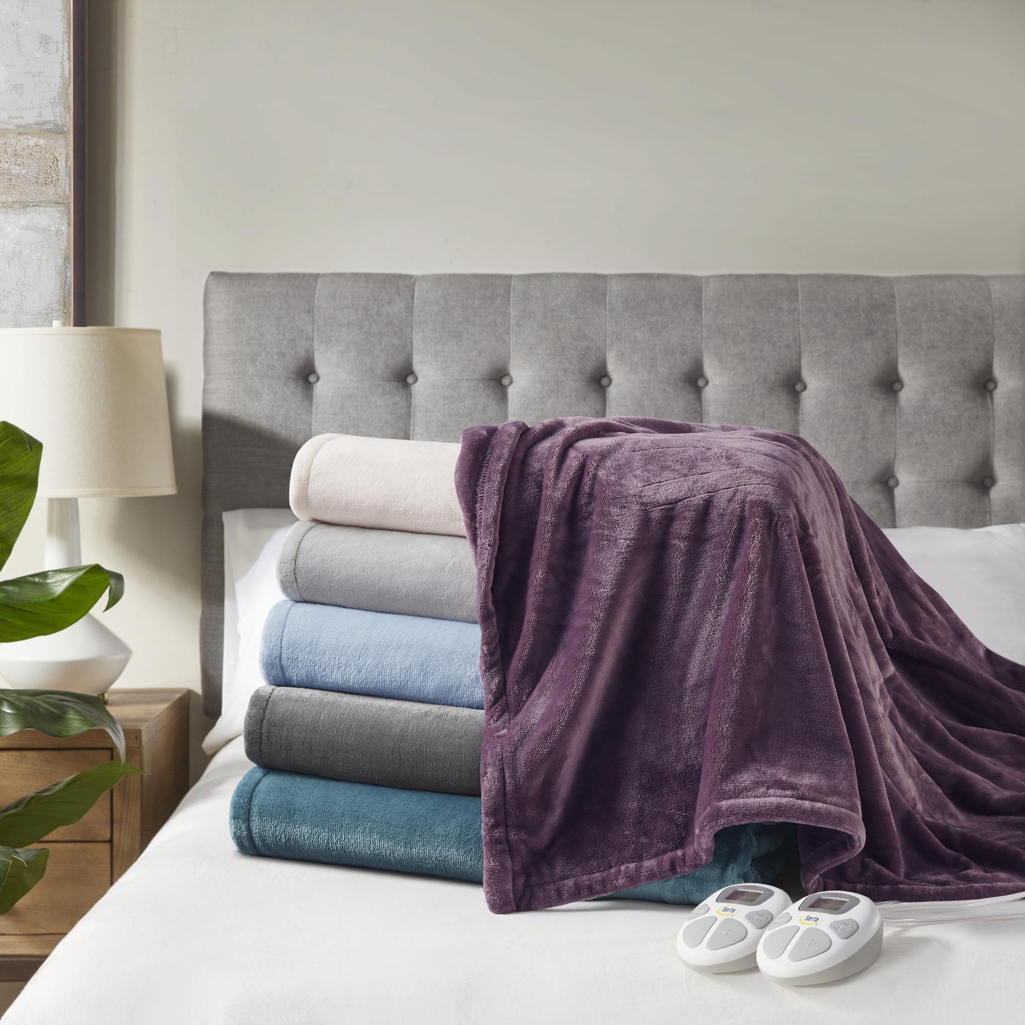 Serta Gray Polyester Cordless Electric Blanket, Queen