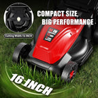 12Amp 16" Lawn Mower, 3-Position Height Adjustment, 2-in-1 Mulching &amp; Bagging, Corded Lawn Mower for Your Garden