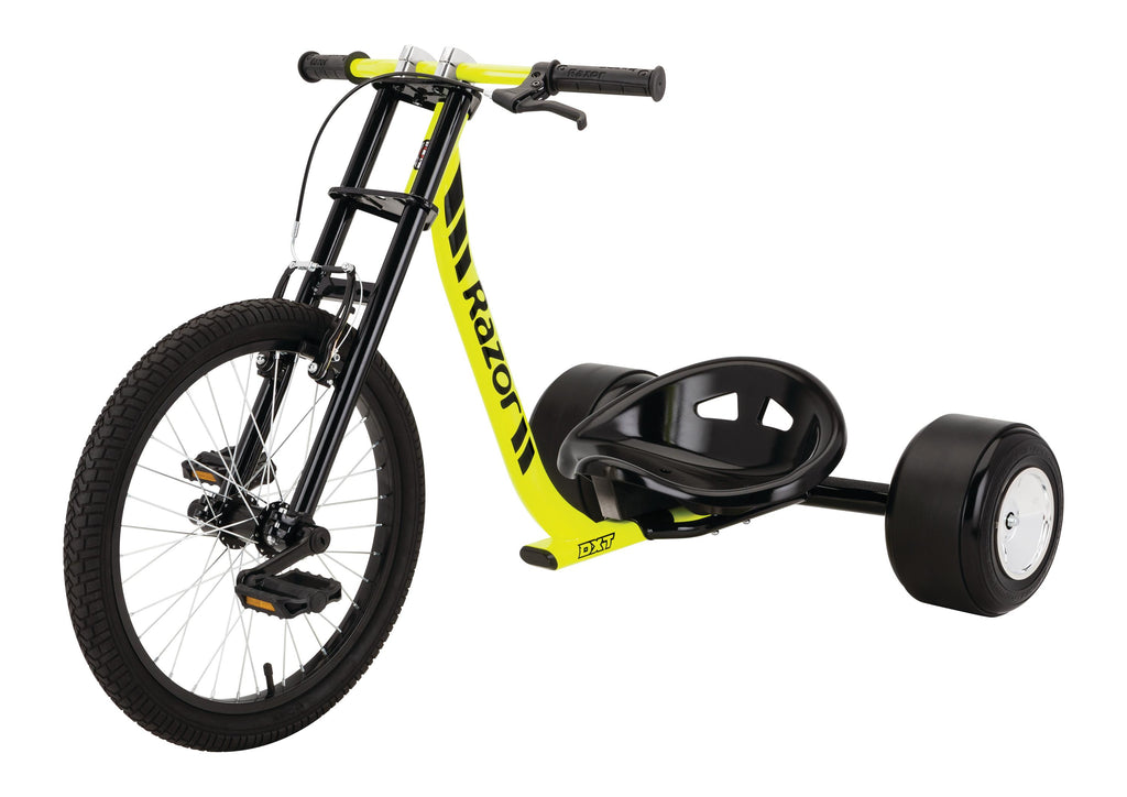 DXT Drift Trike - Black/Yellow, Steel Frame and Moto Style, Tricycle, Construction, 3-Wheeled Drifting Ride On Tricycle for Teens and Adults, Unisex