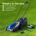 14" Cordless Lawn Mower, 40V Lightweight Push Mower with 4.0Ah Battery &amp; Charger, Ultra-Quiet Motor for Small Yards, Lawn Care, Backyard Maintenance