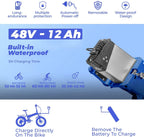 Electric Bike, Eahora X5 20 Inch Fat Tire Foldable E-Bike 750W Off-Road Electric Commuting Bicycles 750W Hub Motor 48V 12Ah Adult Electric Bike Snow Bicycle Ebike with Power Assist and 7-Speed