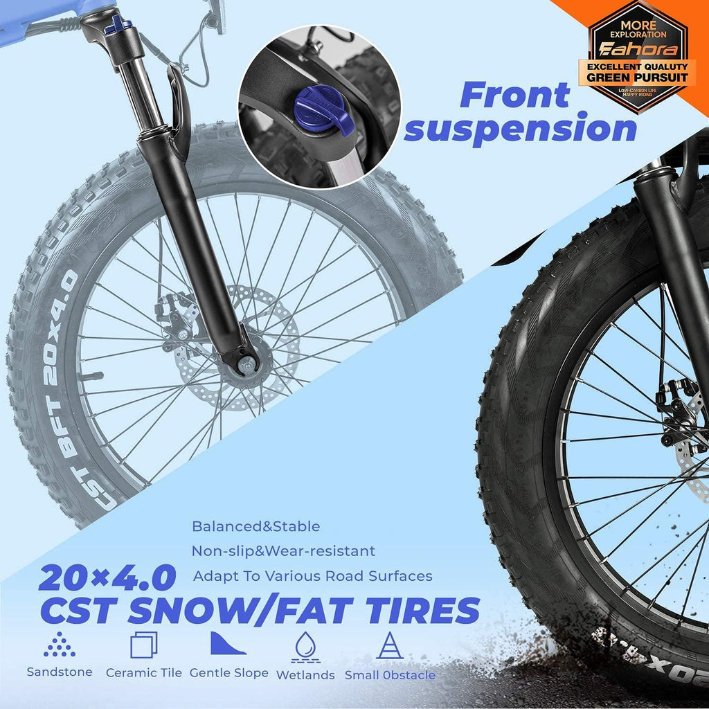 Electric Bike, Eahora X5 20 Inch Fat Tire Foldable E-Bike 750W Off-Road Electric Commuting Bicycles 750W Hub Motor 48V 12Ah Adult Electric Bike Snow Bicycle Ebike with Power Assist and 7-Speed