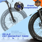 Electric Bike, Eahora X5 20 Inch Fat Tire Foldable E-Bike 750W Off-Road Electric Commuting Bicycles 750W Hub Motor 48V 12Ah Adult Electric Bike Snow Bicycle Ebike with Power Assist and 7-Speed