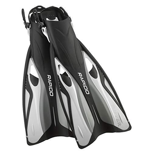 Phantom Aquatics Rapido Boutique Collection Clareza Three Window Tempered Glass Lens Mask Fin Snorkel Set with Snorkeling Gear Carry Bag, WHT - S