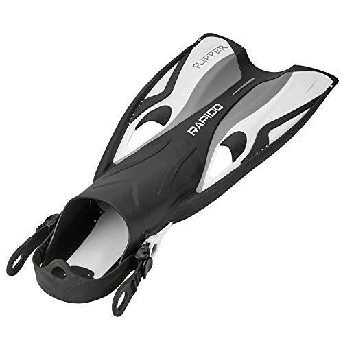Phantom Aquatics Rapido Boutique Collection Clareza Three Window Tempered Glass Lens Mask Fin Snorkel Set with Snorkeling Gear Carry Bag, WHT - S