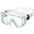 Phantom Aquatics Rapido Boutique Collection Clareza Three Window Tempered Glass Lens Mask Fin Snorkel Set with Snorkeling Gear Carry Bag, WHT - S