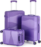 Luggage Sets with TSA Approved, Lightweight Hard Shell Travel Large Rolling Checked Suitcases with Spinner Wheels (20/24/28), PURPLE