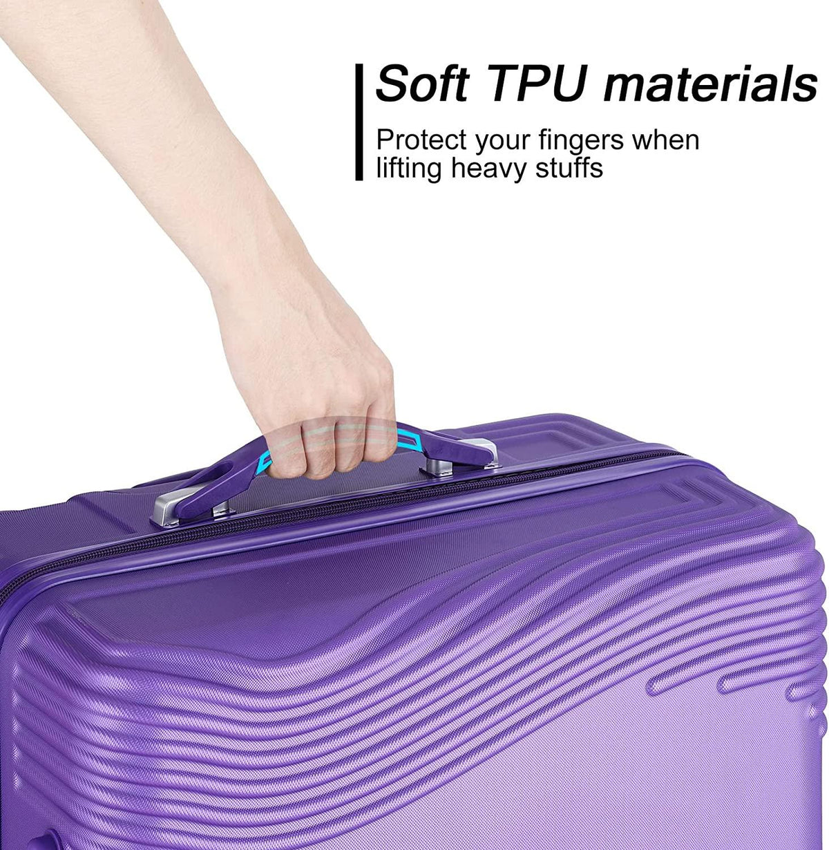 Luggage Sets with TSA Approved, Lightweight Hard Shell Travel Large Rolling Checked Suitcases with Spinner Wheels (20/24/28), PURPLE