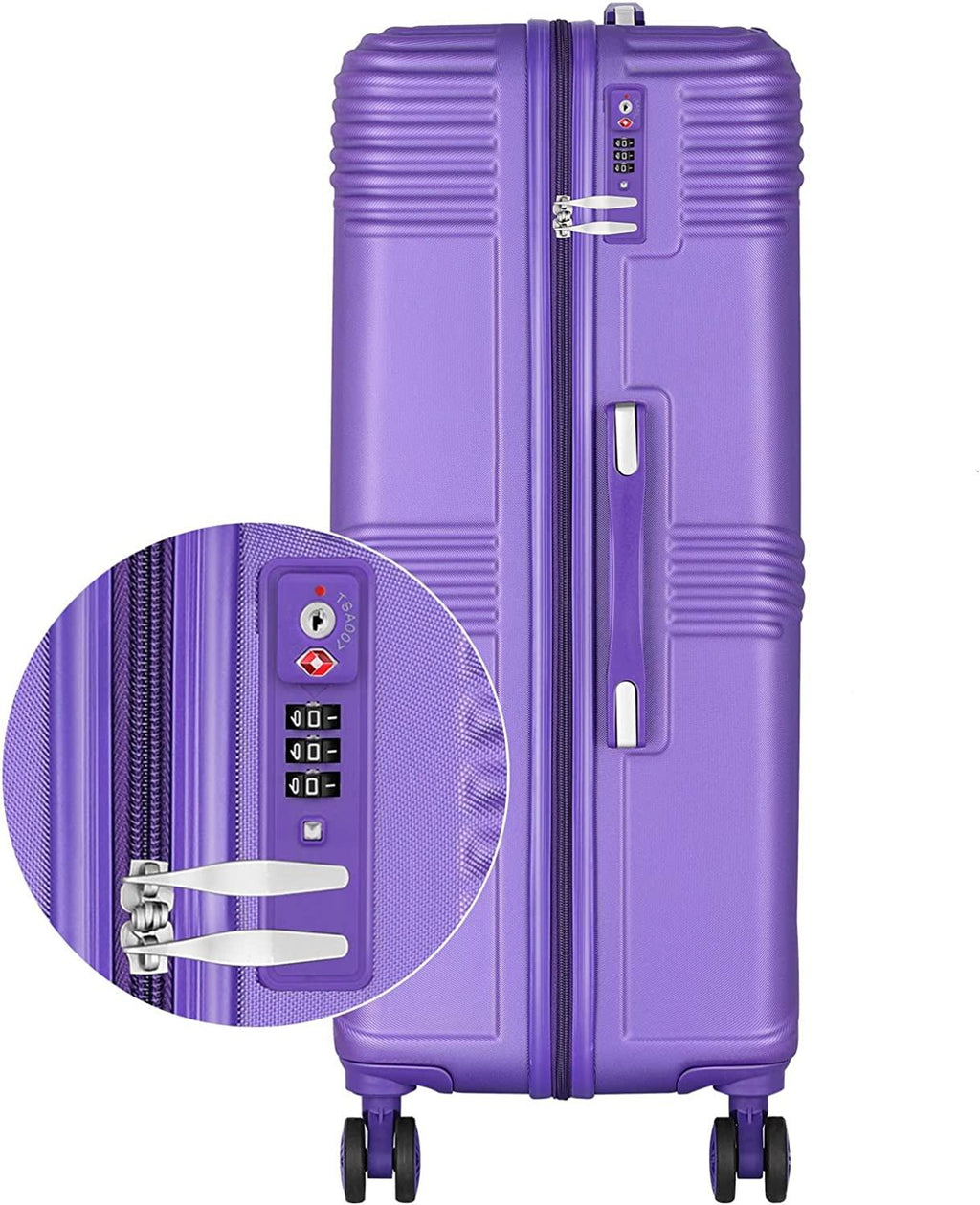 Luggage Sets with TSA Approved, Lightweight Hard Shell Travel Large Rolling Checked Suitcases with Spinner Wheels (20/24/28), PURPLE