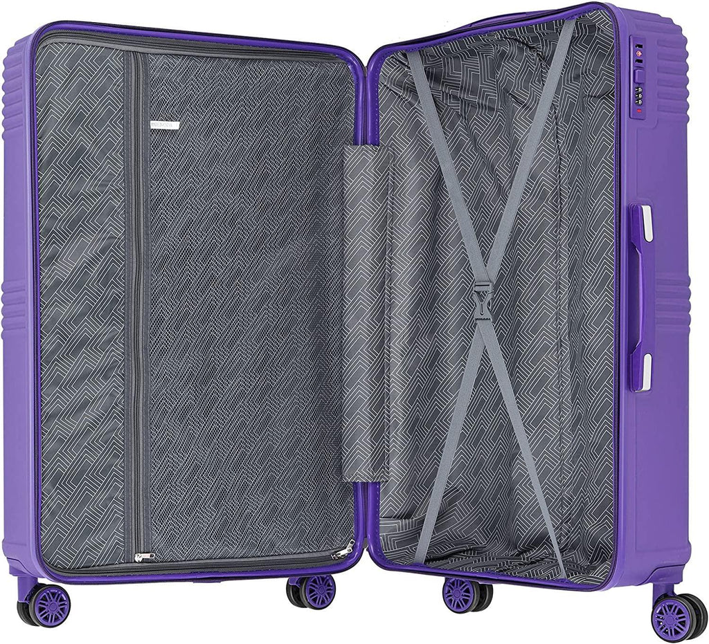Luggage Sets with TSA Approved, Lightweight Hard Shell Travel Large Rolling Checked Suitcases with Spinner Wheels (20/24/28), PURPLE