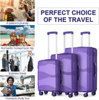 Luggage Sets with TSA Approved, Lightweight Hard Shell Travel Large Rolling Checked Suitcases with Spinner Wheels (20/24/28), PURPLE