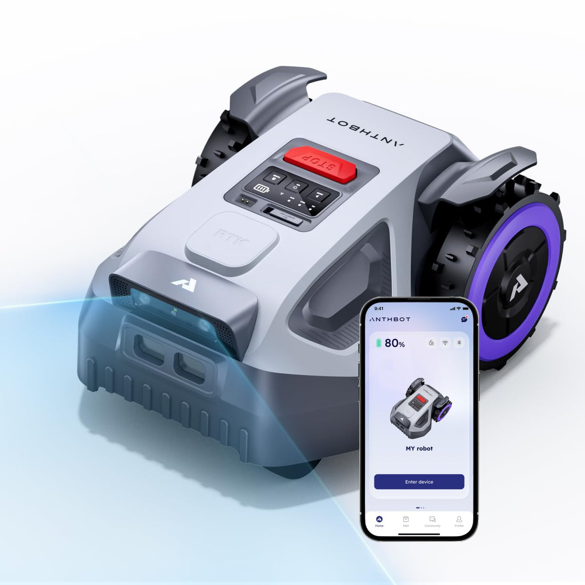 M5 Robot Lawn Mower,RTK+NRTK Navigation Perimeter Wire 1/4 Acre, Vision Obstacle Avoidance Robotic Lawnmower with Automatic Mapping Zone Division, 45% Slope, App Control