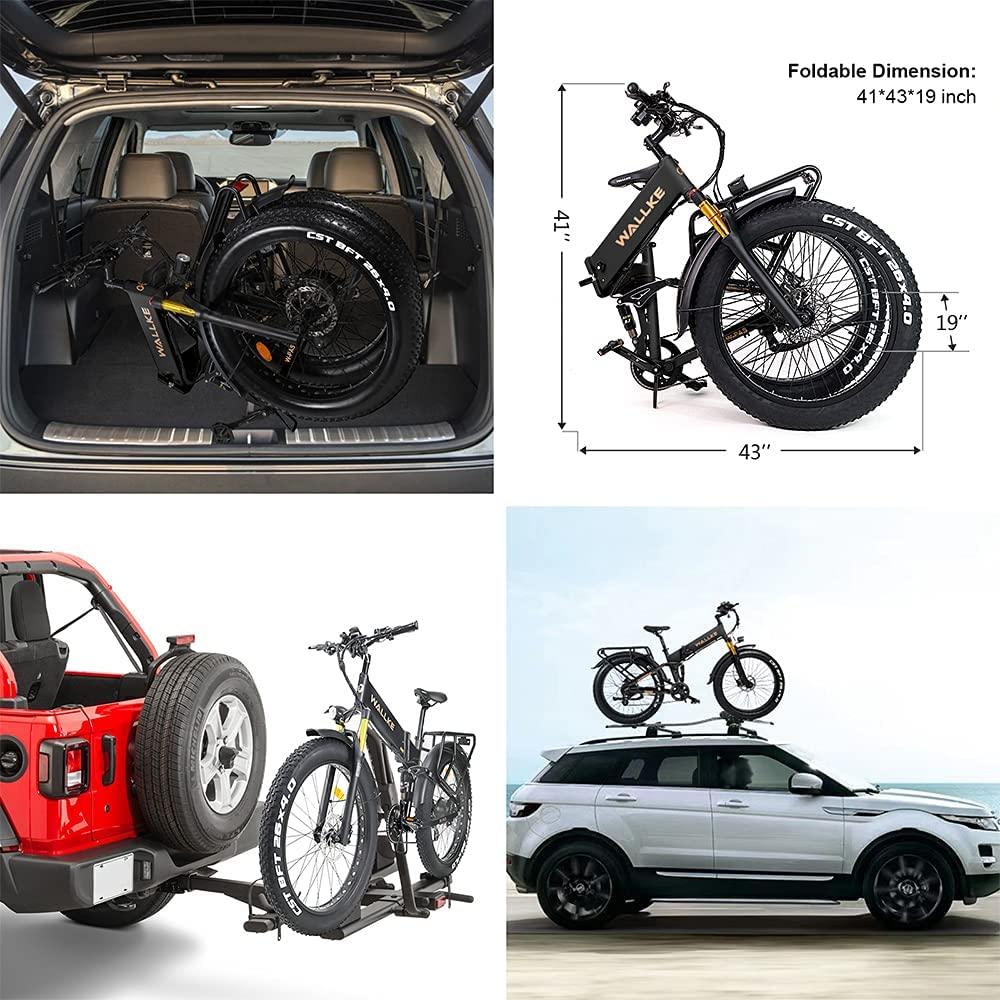 W Wallke X3 Pro eBike Folding Fat Tire Electric Bike 26 Inch 750W 48V 14AH Large-capacity Removable Battery Electric Bicycle for Adult Air Full Suspension Premium Seamless Welding Aluminum Alloy Frame