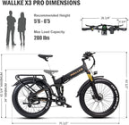W Wallke X3 Pro eBike Folding Fat Tire Electric Bike 26 Inch 750W 48V 14AH Large-capacity Removable Battery Electric Bicycle for Adult Air Full Suspension Premium Seamless Welding Aluminum Alloy Frame