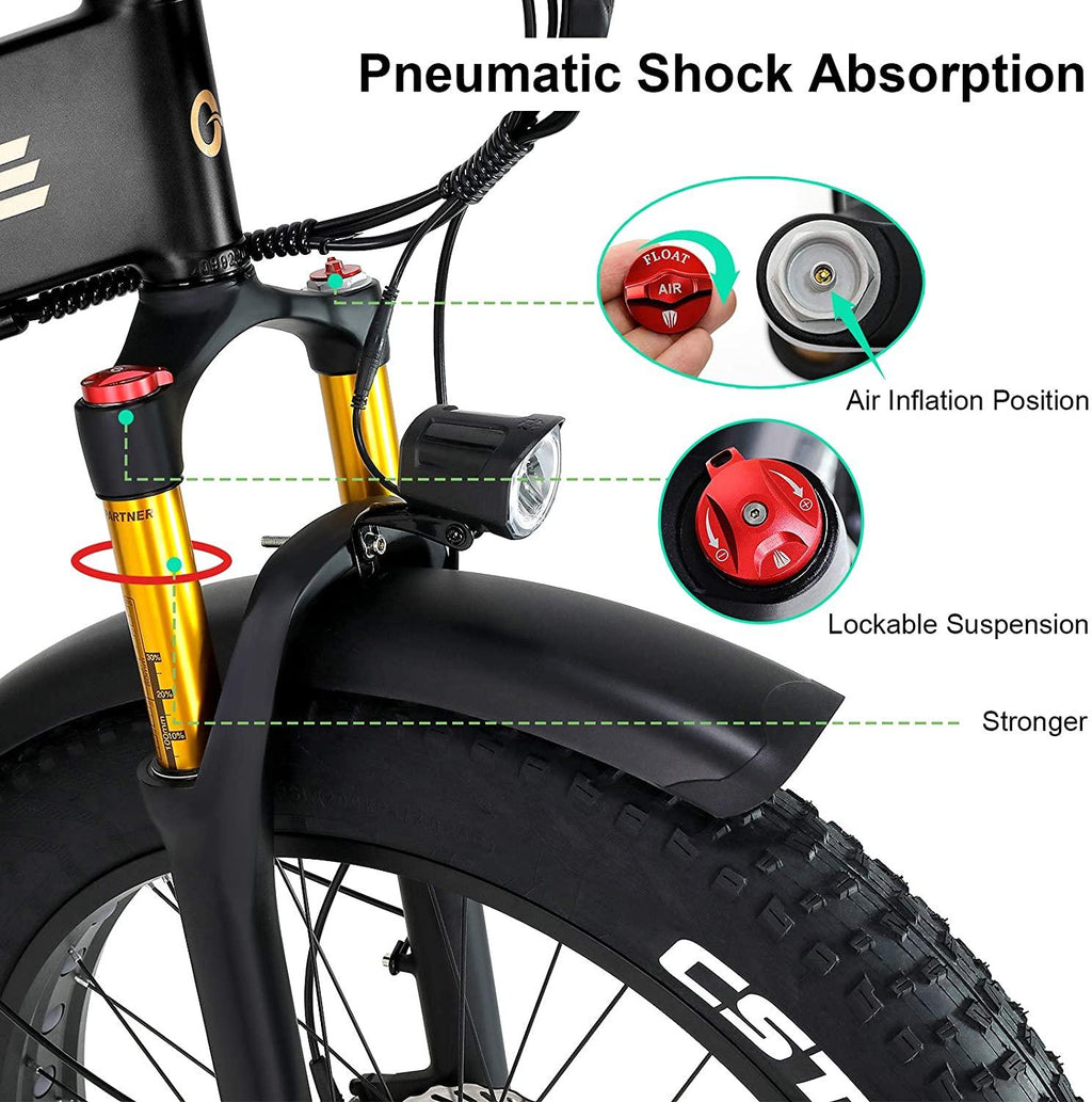 W Wallke X3 Pro eBike Folding Fat Tire Electric Bike 26 Inch 750W 48V 14AH Large-capacity Removable Battery Electric Bicycle for Adult Air Full Suspension Premium Seamless Welding Aluminum Alloy Frame