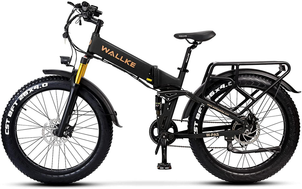 W Wallke X3 Pro eBike Folding Fat Tire Electric Bike 26 Inch 750W 48V 14AH Large-capacity Removable Battery Electric Bicycle for Adult Air Full Suspension Premium Seamless Welding Aluminum Alloy Frame