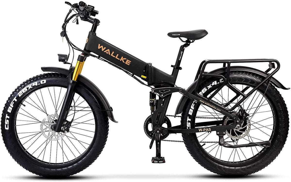 W Wallke X3 Pro eBike Folding Fat Tire Electric Bike 26 Inch 750W 48V 14AH Large-capacity Removable Battery Electric Bicycle for Adult Air Full Suspension Premium Seamless Welding Aluminum Alloy Frame