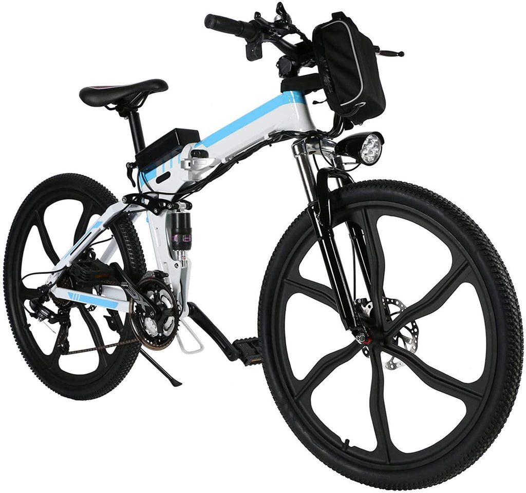 26 inch Folding Electric Bike Electric Mountain Bike with 36V Lithium-Ion Battery 250W Motor, 21 Speed Gear and 3 WorModes Electric Bicycle