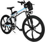 26 inch Folding Electric Bike Electric Mountain Bike with 36V Lithium-Ion Battery 250W Motor, 21 Speed Gear and 3 WorModes Electric Bicycle