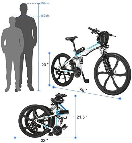 26 inch Folding Electric Bike Electric Mountain Bike with 36V Lithium-Ion Battery 250W Motor, 21 Speed Gear and 3 WorModes Electric Bicycle
