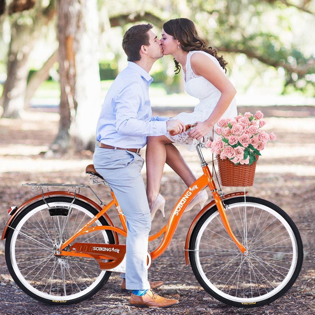 AUSPUM 26-Inch Cruiser Bike,Comfort Bikes,bikes for women,Arrivals Single Speed Bicycle for Women,Load capacity220lb,Orange