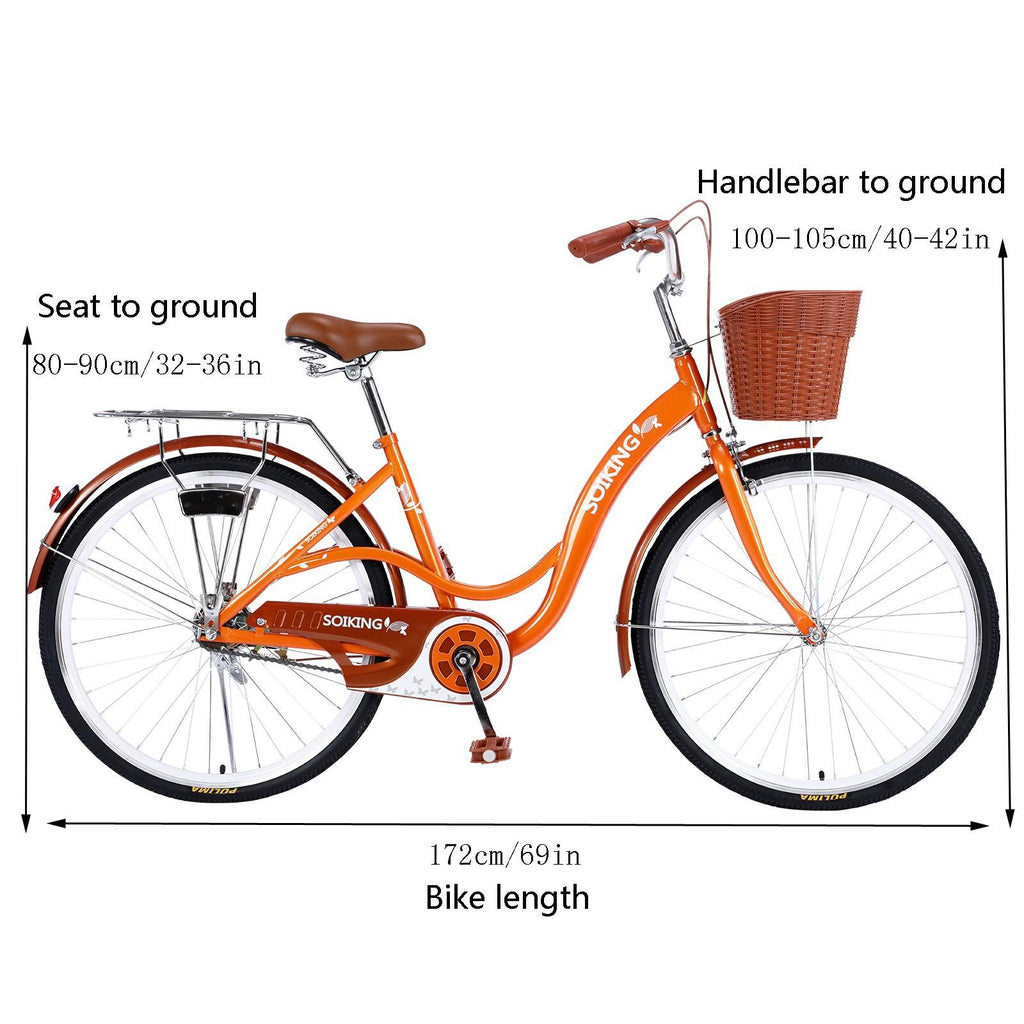 AUSPUM 26-Inch Cruiser Bike,Comfort Bikes,bikes for women,Arrivals Single Speed Bicycle for Women,Load capacity220lb,Orange