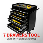 7-Drawer Heavy-Duty Rolling Tool Chest Cabinet with Lock Mobile Cart for Gara& Workshop, Black