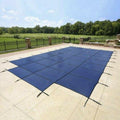 blue 18-year mesh safety cover for 16-ft x 32-ft pool w/ center end step