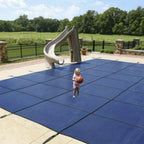 blue 18-year mesh safety cover for 16-ft x 32-ft pool w/ center end step