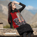 National Style Embroidery Stitching Quilted Sleeveless Dress