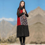 National Style Embroidery Stitching Quilted Sleeveless Dress