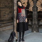 National Style Embroidery Stitching Quilted Sleeveless Dress