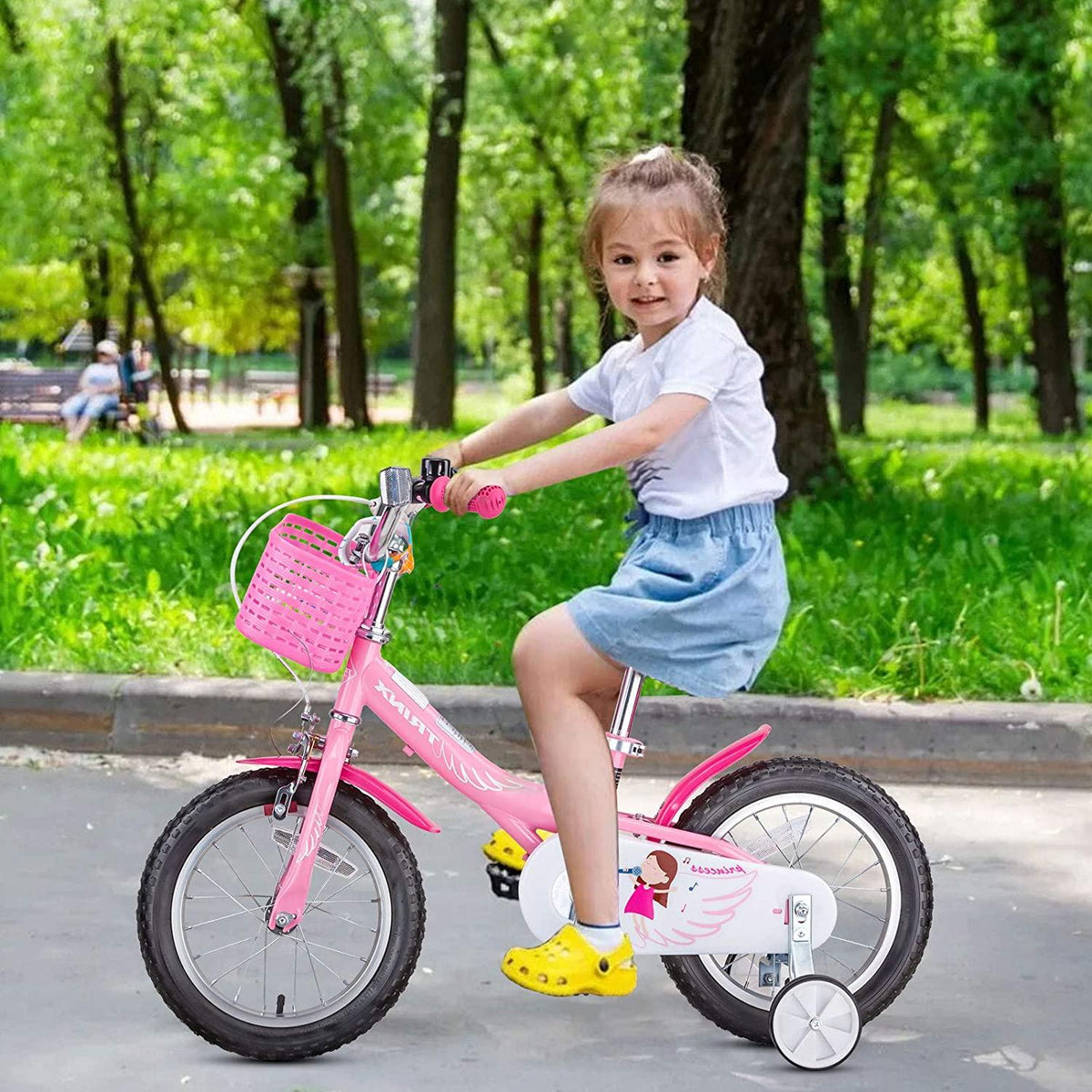 Kids Bike, High Carbon Steel Frame Boys Girls Bicycle with Training Wheels, Durable Children Bike with Kettle, Suitable for Girls and Boys 4-7 Years Old